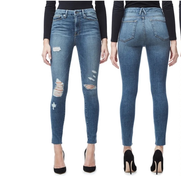 Good American Good Waist Raw Edge Skinny Jeans 2/26 - Picture 2 of 9